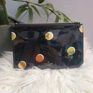 Kate Spade Black & Gold Polka Dot Pencil Makeup Bag